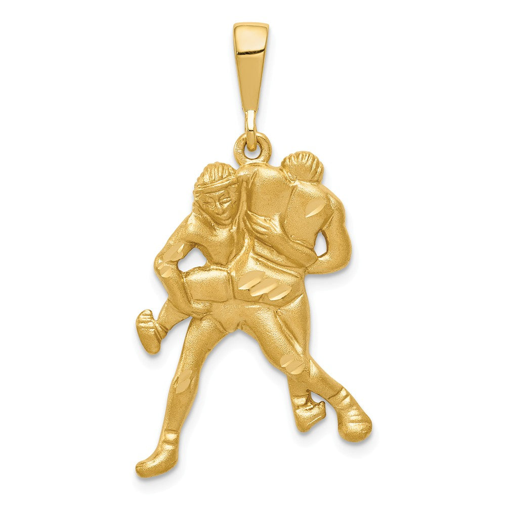 14k Yellow Gold Satin Wrestlers Pendant, Item P11425 by The Black Bow Jewelry Co.