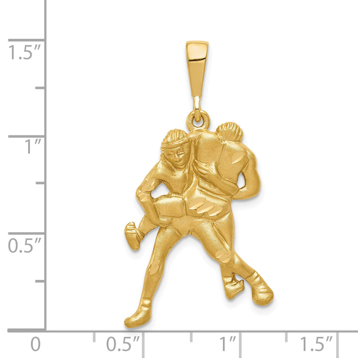 Alternate view of the 14k Yellow Gold Satin Wrestlers Pendant by The Black Bow Jewelry Co.