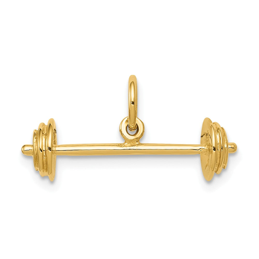14k Yellow Gold Small 3D Barbell Charm, Item P11428 by The Black Bow Jewelry Co.