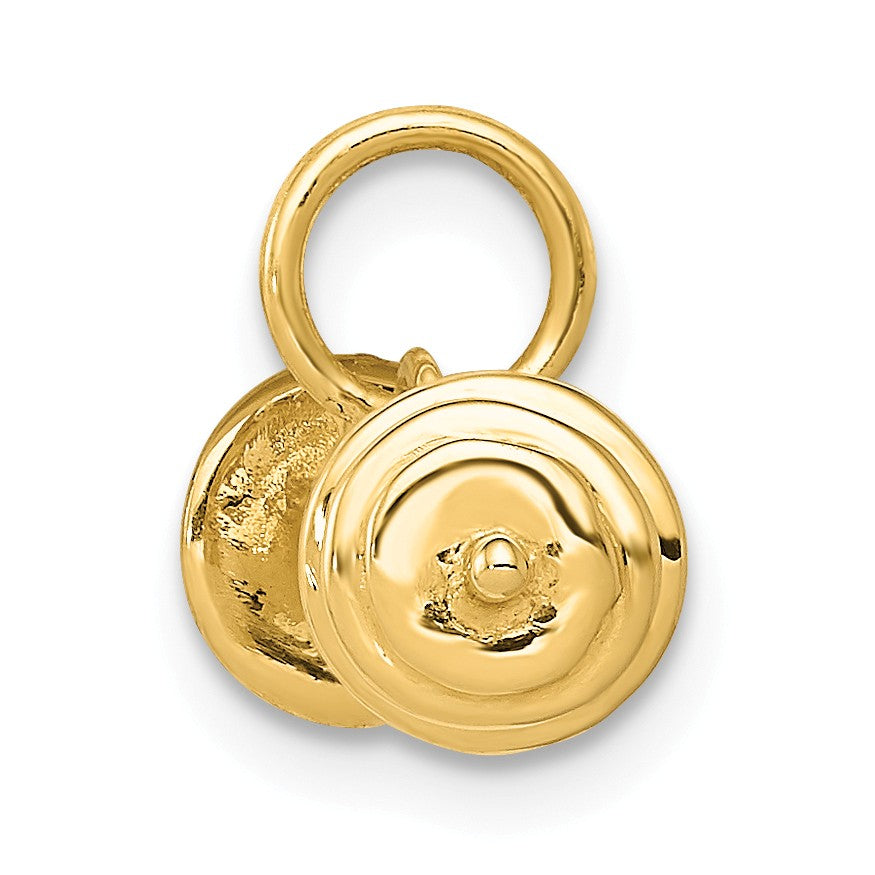 Alternate view of the 14k Yellow Gold Small 3D Barbell Charm by The Black Bow Jewelry Co.