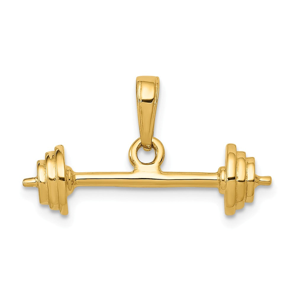 14k Yellow Gold 3D Barbell Pendant, Item P11429 by The Black Bow Jewelry Co.