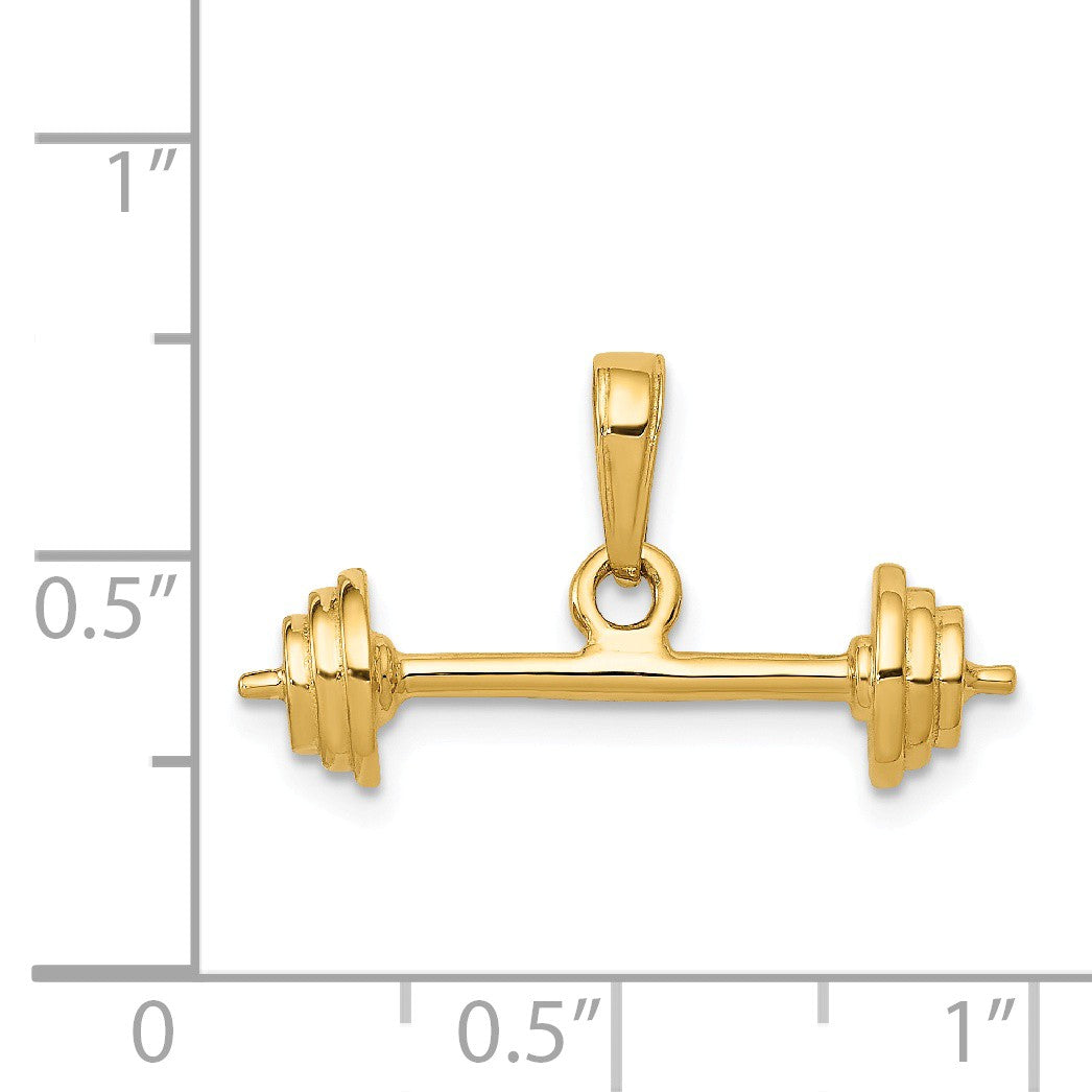 Alternate view of the 14k Yellow Gold 3D Barbell Pendant by The Black Bow Jewelry Co.