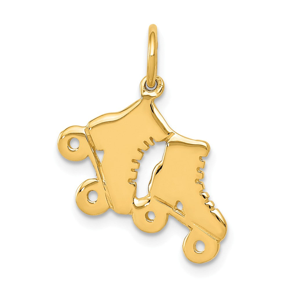 14k Yellow Gold Polished Roller Skates Charm, Item P11436 by The Black Bow Jewelry Co.
