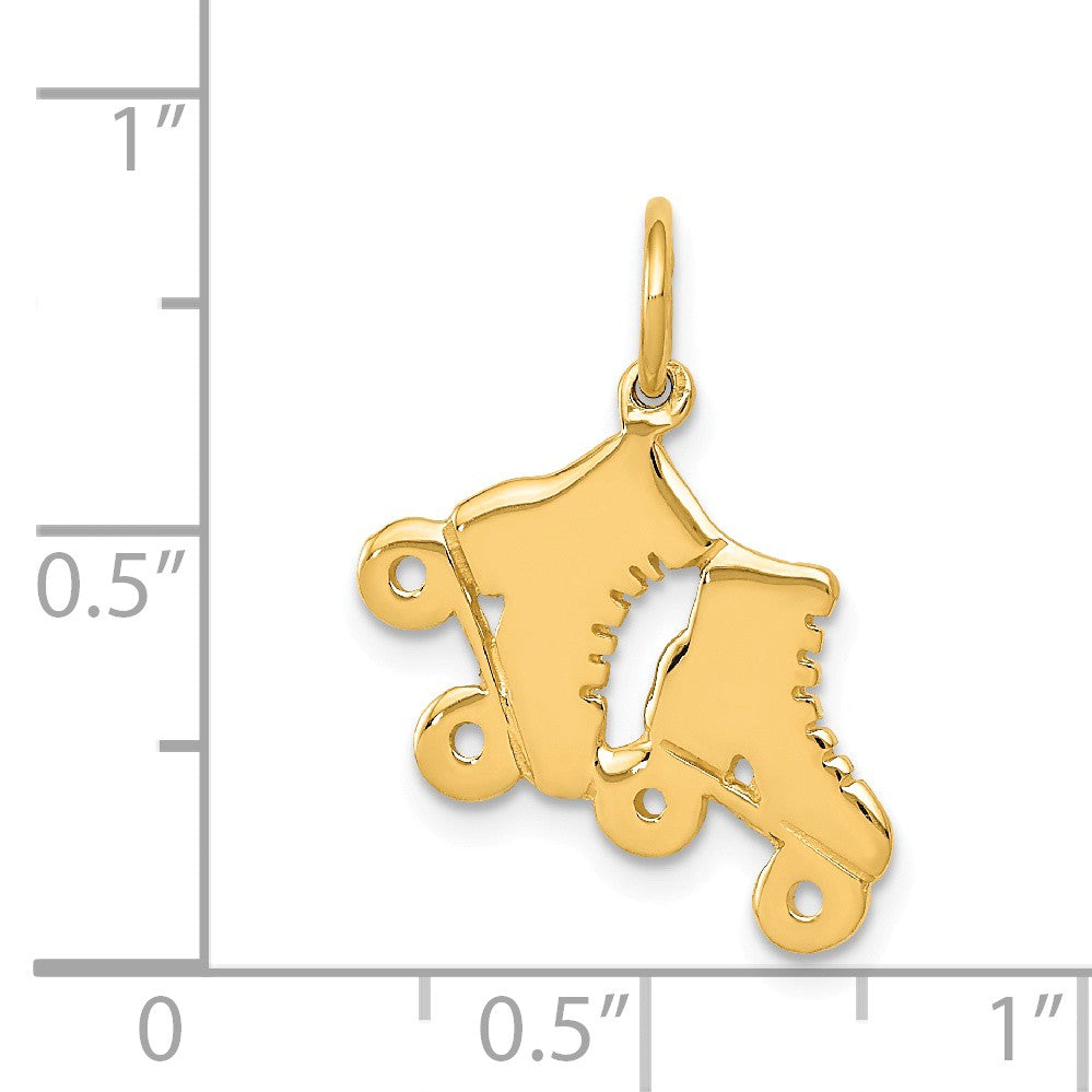 Alternate view of the 14k Yellow Gold Polished Roller Skates Charm by The Black Bow Jewelry Co.
