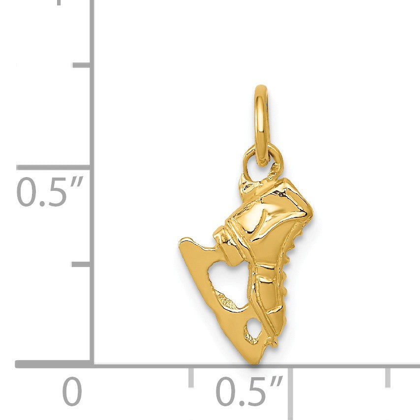 Alternate view of the 14k Yellow Gold Mini 3D Ice Skate Charm by The Black Bow Jewelry Co.