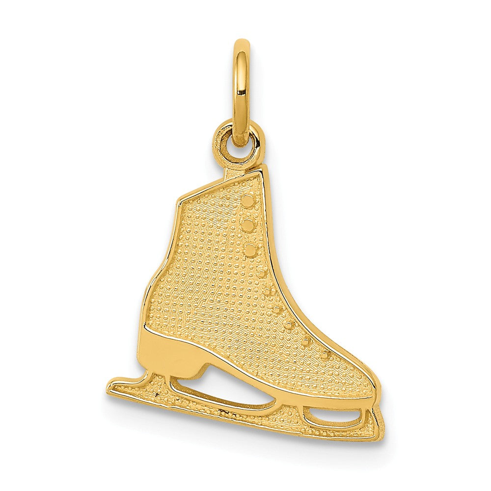 14k Yellow Gold Textured Flat Figure Skate Pendant, Item P11441 by The Black Bow Jewelry Co.