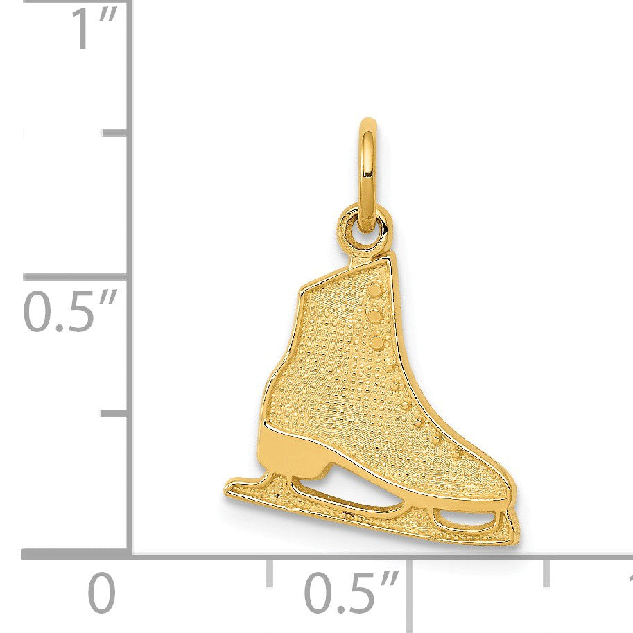 Alternate view of the 14k Yellow Gold Textured Flat Figure Skate Pendant by The Black Bow Jewelry Co.