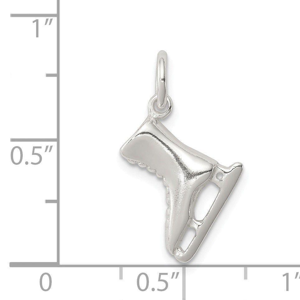 Alternate view of the Sterling Silver 3D Polished Ice Skate Charm by The Black Bow Jewelry Co.