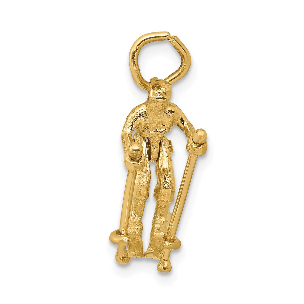 Alternate view of the 14k Yellow Gold Moveable 3D Snow Skier Pendant by The Black Bow Jewelry Co.