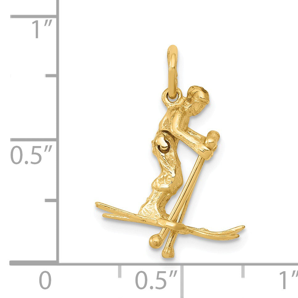 Alternate view of the 14k Yellow Gold Moveable 3D Snow Skier Pendant by The Black Bow Jewelry Co.