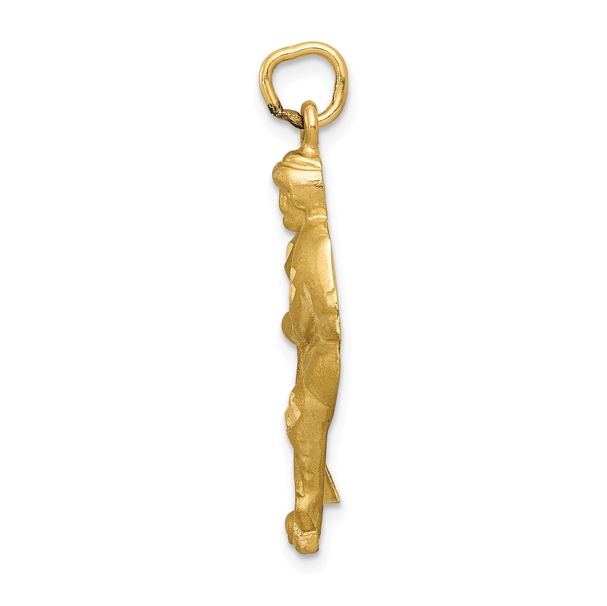 Alternate view of the 14k Yellow Gold Satin and Diamond Cut Hockey Player Pendant by The Black Bow Jewelry Co.