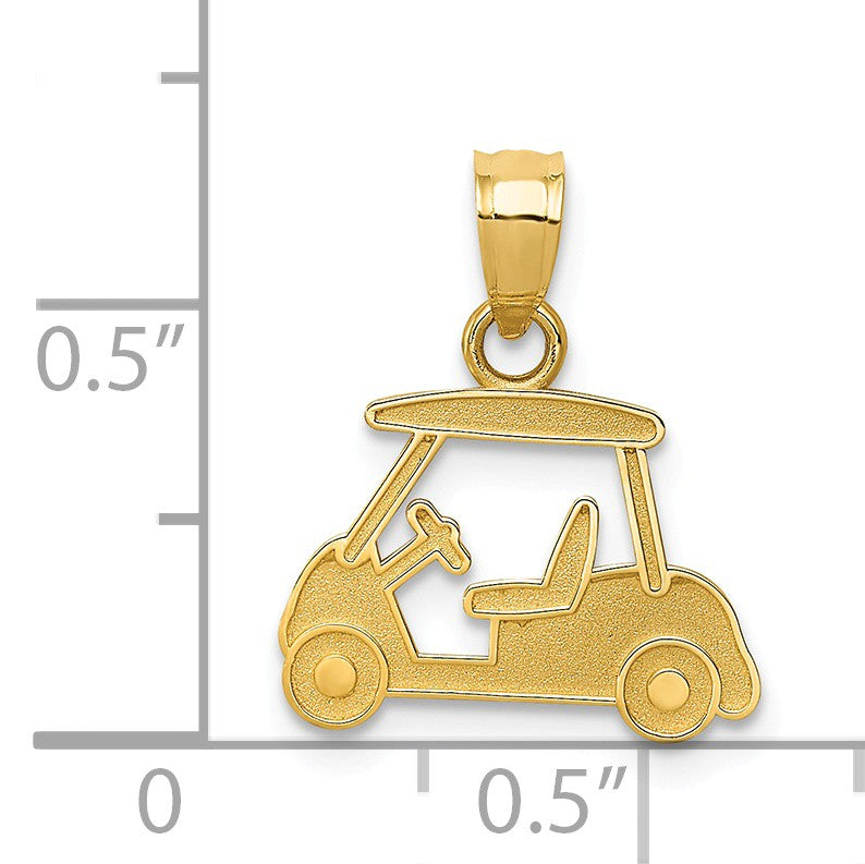 Alternate view of the 14k Yellow Gold Satin Golf Cart Pendant by The Black Bow Jewelry Co.
