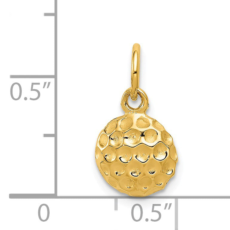 Alternate view of the 14k Yellow Gold Polished Golf Ball Pendant, 9mm by The Black Bow Jewelry Co.