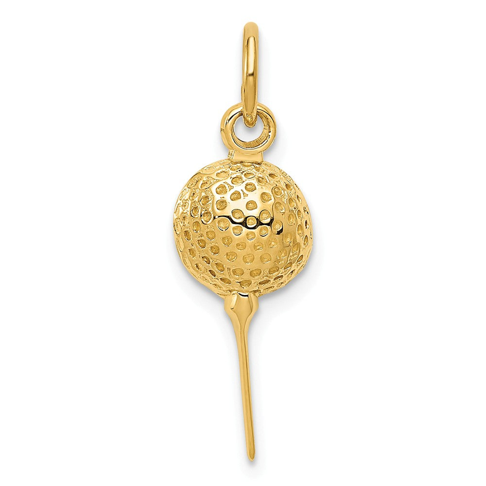 14k Yellow Gold Golf Ball on Tee Charm, 7mm, Item P11482 by The Black Bow Jewelry Co.