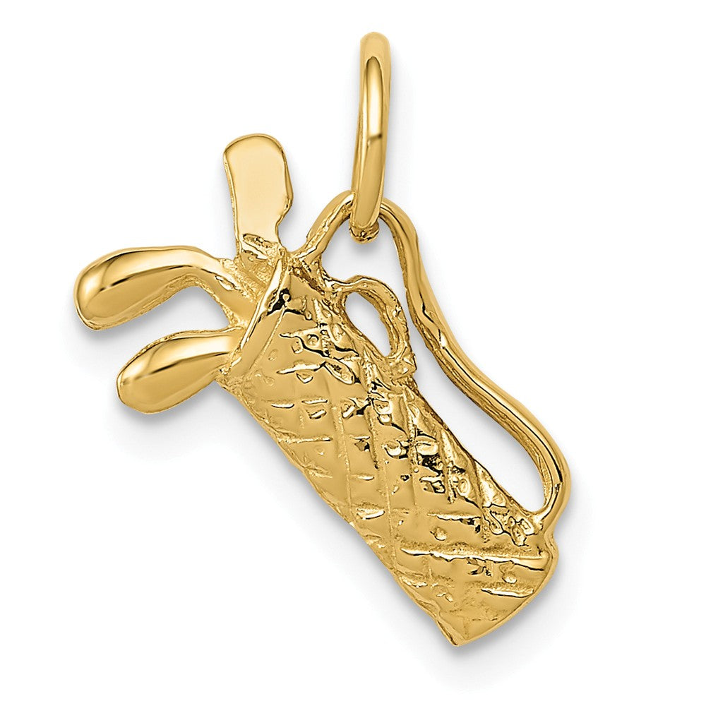 14k Yellow Gold Small 3D Golf Bag and Clubs Charm, Item P11484 by The Black Bow Jewelry Co.