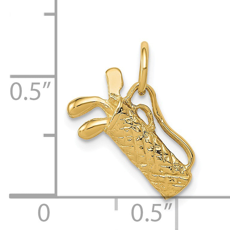 Alternate view of the 14k Yellow Gold Small 3D Golf Bag and Clubs Charm by The Black Bow Jewelry Co.
