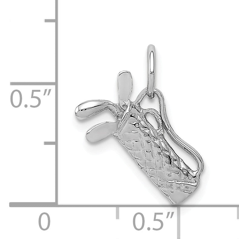 Alternate view of the 14k White Gold Small 3D Golf Bag and Clubs Charm by The Black Bow Jewelry Co.