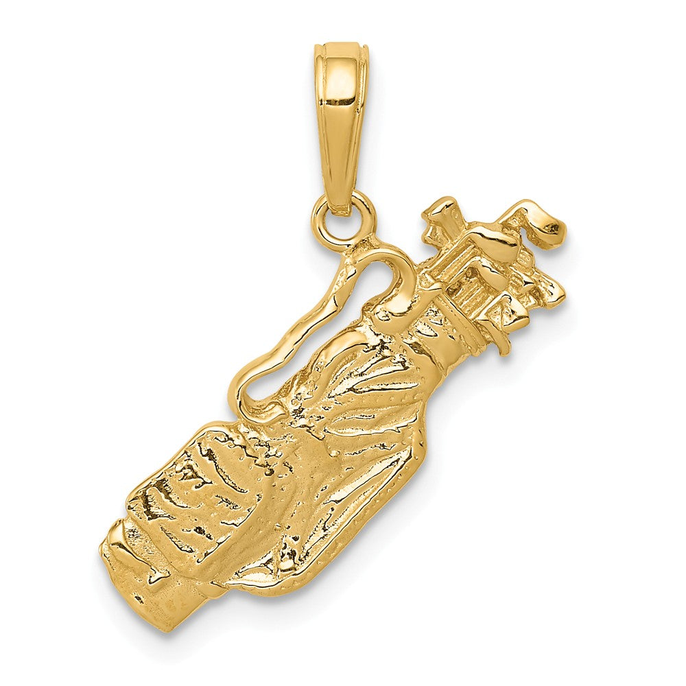 14k Yellow Gold Polished Golf Bag Charm, Item P11489 by The Black Bow Jewelry Co.