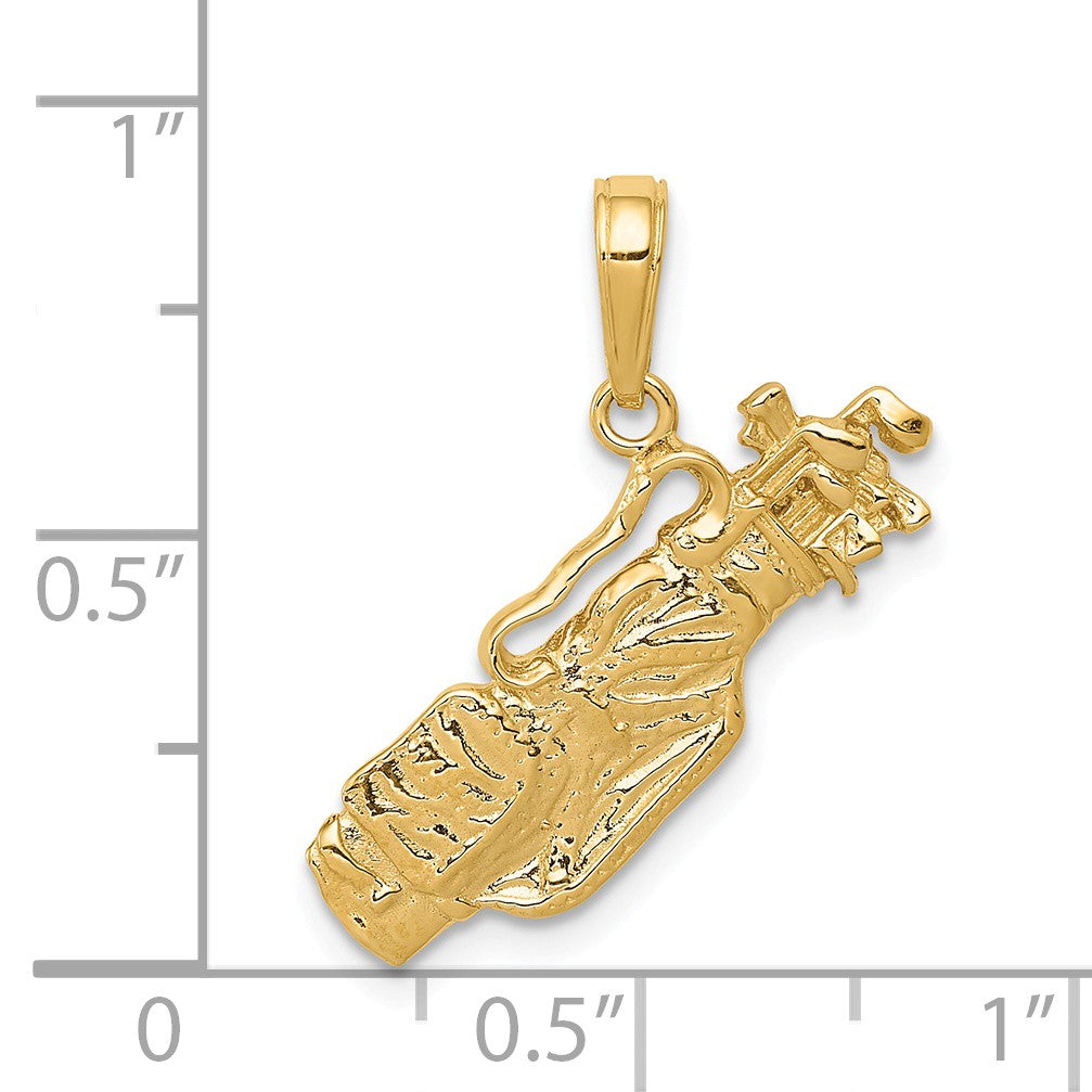 Alternate view of the 14k Yellow Gold Polished Golf Bag Charm by The Black Bow Jewelry Co.