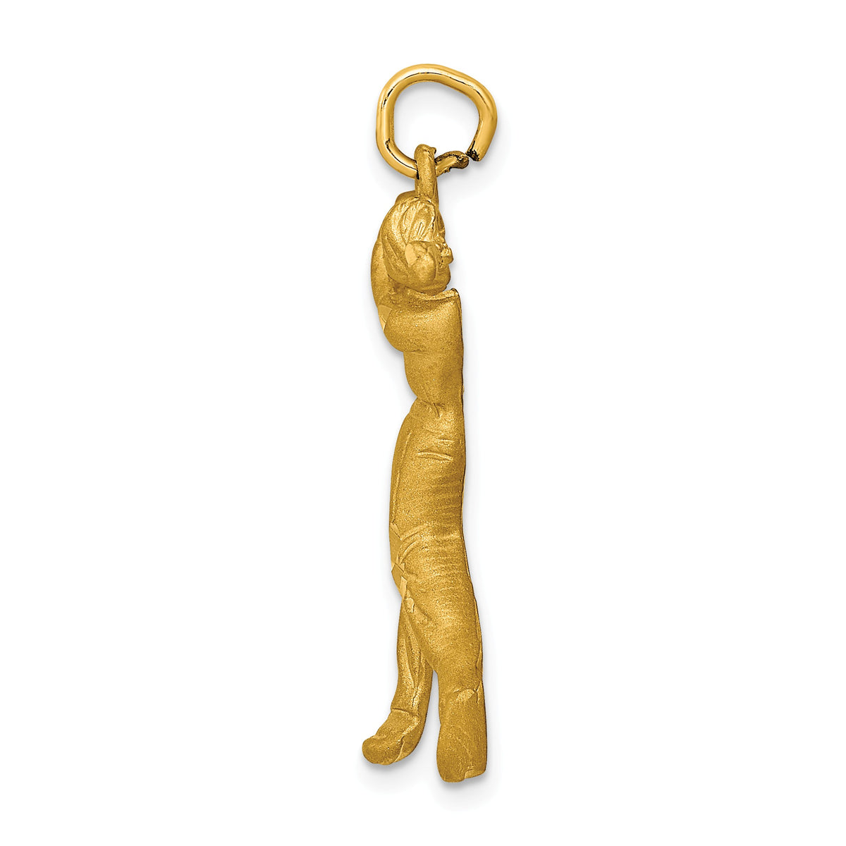 Alternate view of the 14k Yellow Gold Satin and Diamond Cut Male Golfer Pendant by The Black Bow Jewelry Co.