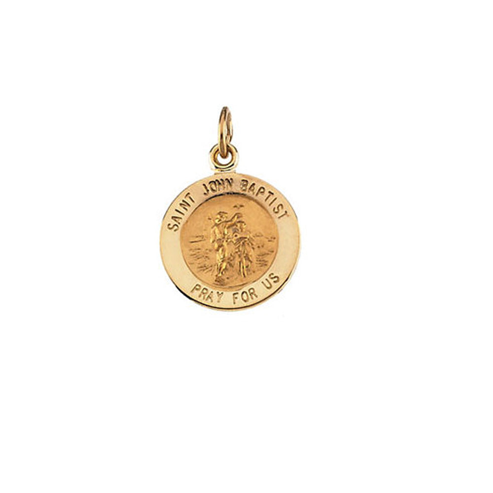 14k Yellow Gold St. John The Baptist Medal Charm, 22mm, Item P11565 by The Black Bow Jewelry Co.