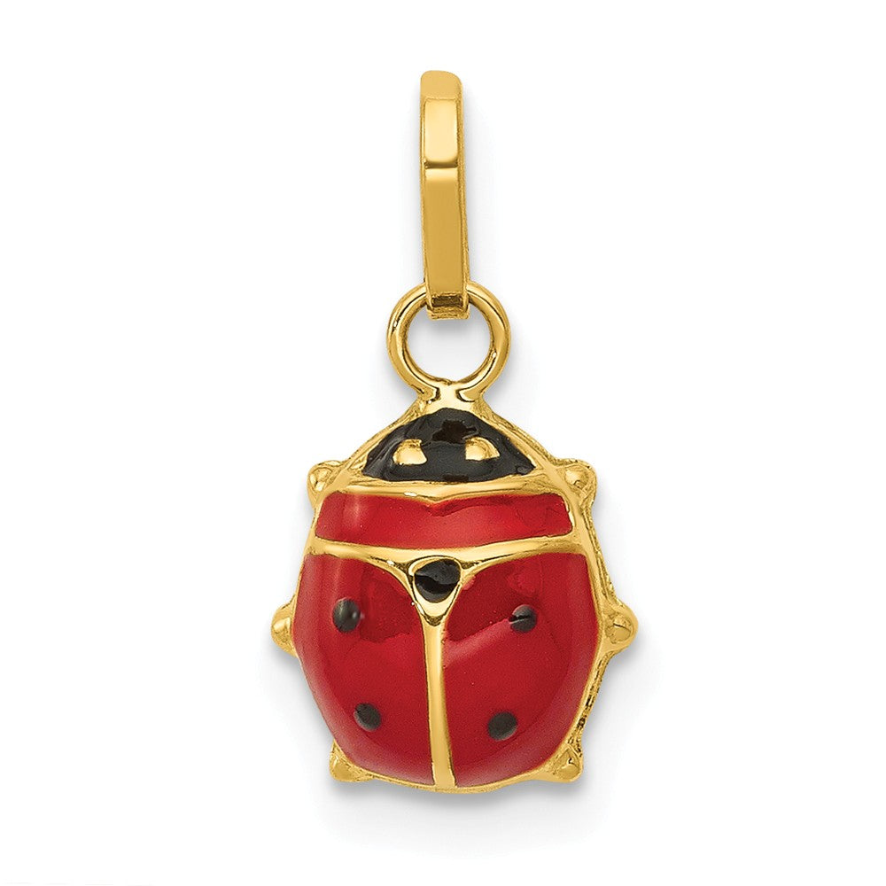 14k Yellow Gold 3D Red Enameled Ladybug Charm, 9mm, Item P11567 by The Black Bow Jewelry Co.