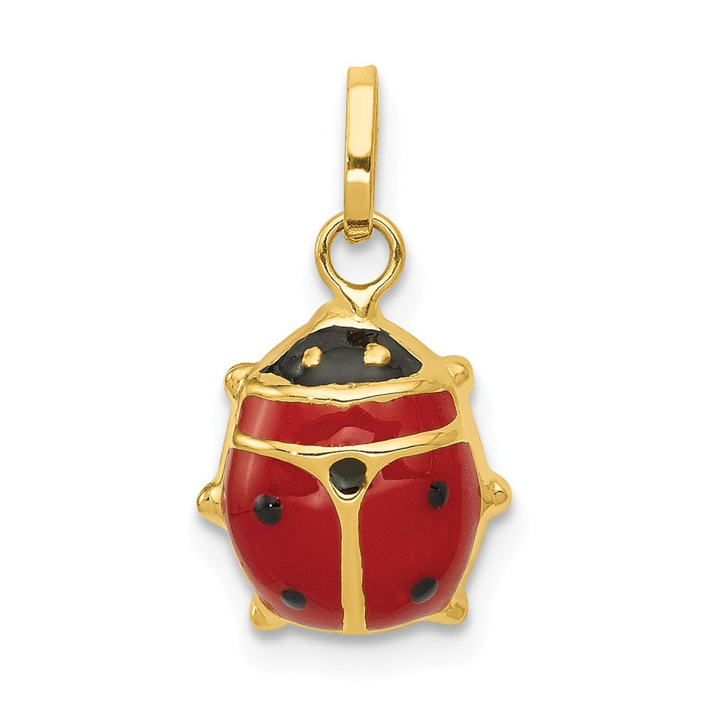 14k Yellow Gold 3D Red Enameled Ladybug Charm, 11mm, Item P11568 by The Black Bow Jewelry Co.