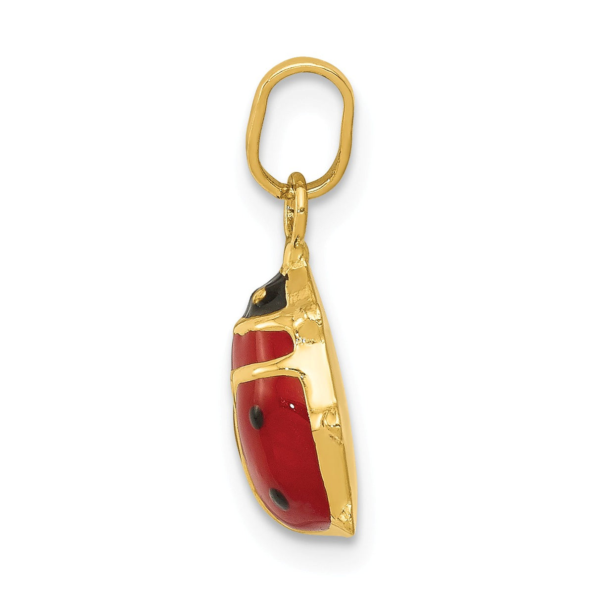 Alternate view of the 14k Yellow Gold 3D Red Enameled Ladybug Charm, 11mm by The Black Bow Jewelry Co.