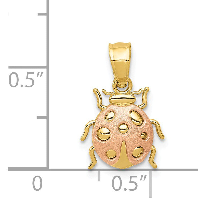 Alternate view of the 14k Yellow and Rose Gold, Two Tone Ladybug Pendant, 10mm by The Black Bow Jewelry Co.