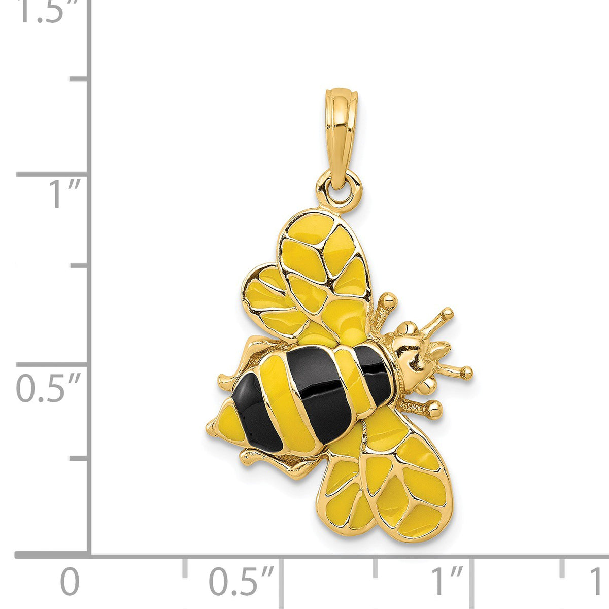 Alternate view of the 14k Yellow Gold and Enamel 3D Bumblebee Pendant by The Black Bow Jewelry Co.