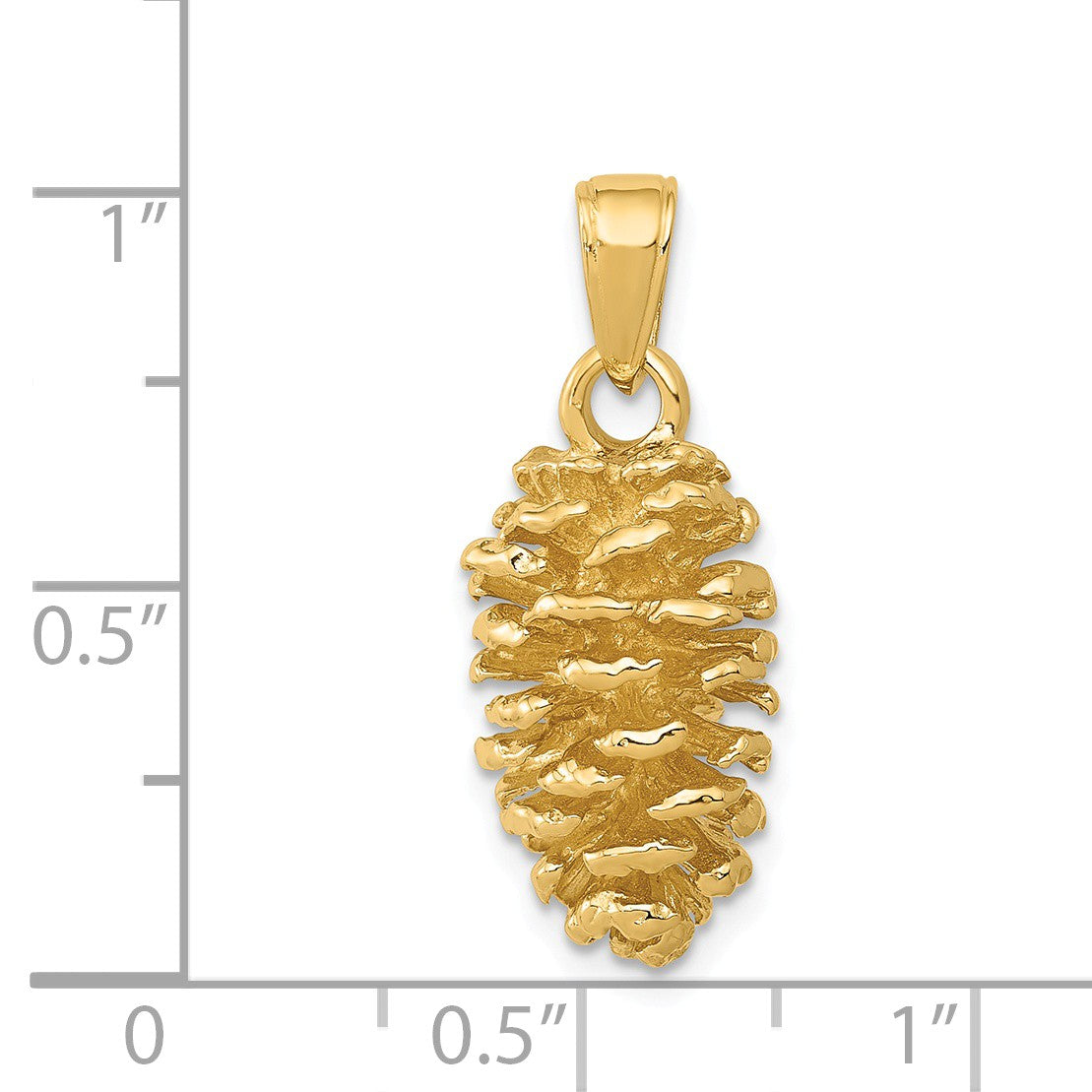 Alternate view of the 14k Yellow Gold 3D Polished Pinecone Pendant by The Black Bow Jewelry Co.
