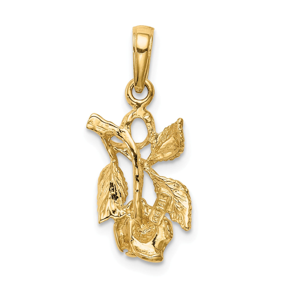 Alternate view of the 14k Yellow Gold Vined Rose Pendant by The Black Bow Jewelry Co.