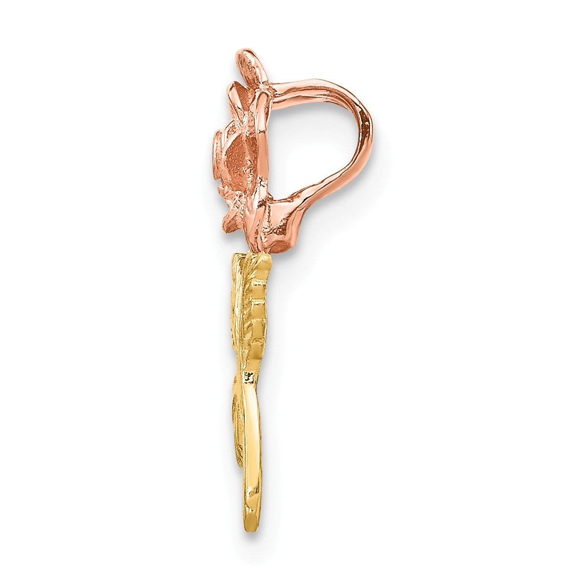 Alternate view of the 14k Yellow and Rose Gold Small Textured Rose Pendant by The Black Bow Jewelry Co.
