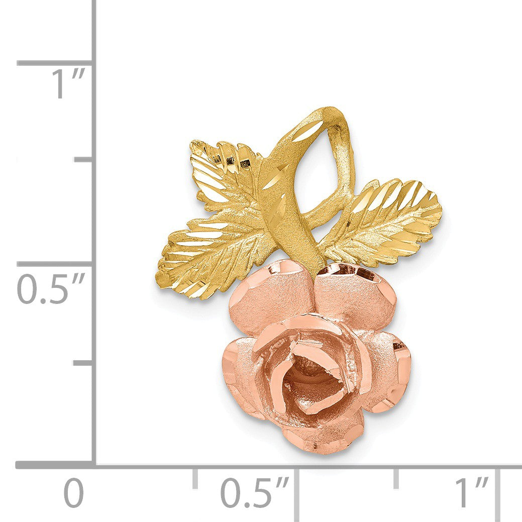 Alternate view of the 14k Yellow and Rose Gold, Two Tone Vined Rose Slide Pendant by The Black Bow Jewelry Co.