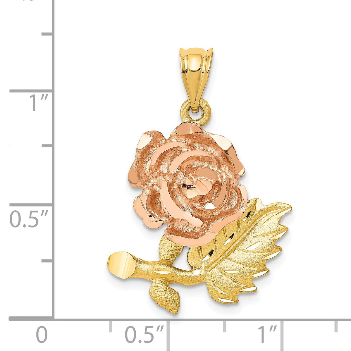 Alternate view of the 14k Yellow and Rose Gold, Two Tone Flower Pendant by The Black Bow Jewelry Co.