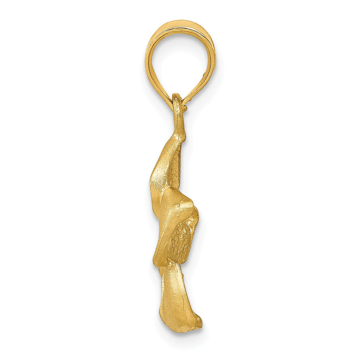 Alternate view of the 14k Yellow Gold 15mm Satin Plumeria Pendant by The Black Bow Jewelry Co.