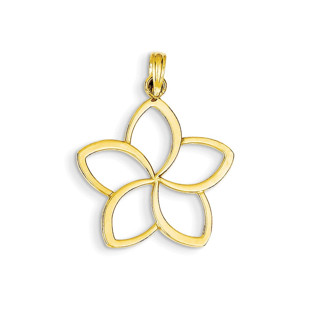 14k Yellow Gold 22mm Plumeria Silhouette Pendant, Item P11611 by The Black Bow Jewelry Co.