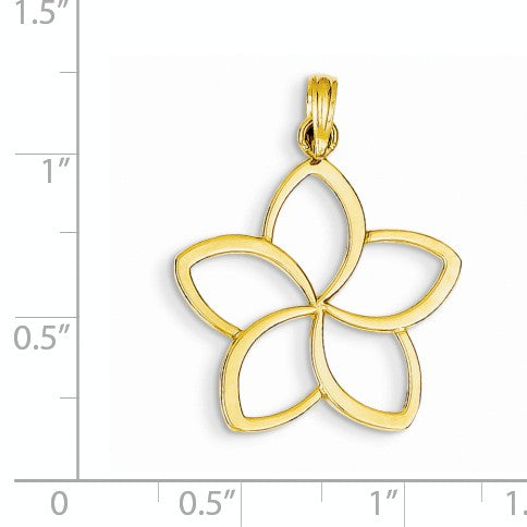Alternate view of the 14k Yellow Gold 22mm Plumeria Silhouette Pendant by The Black Bow Jewelry Co.