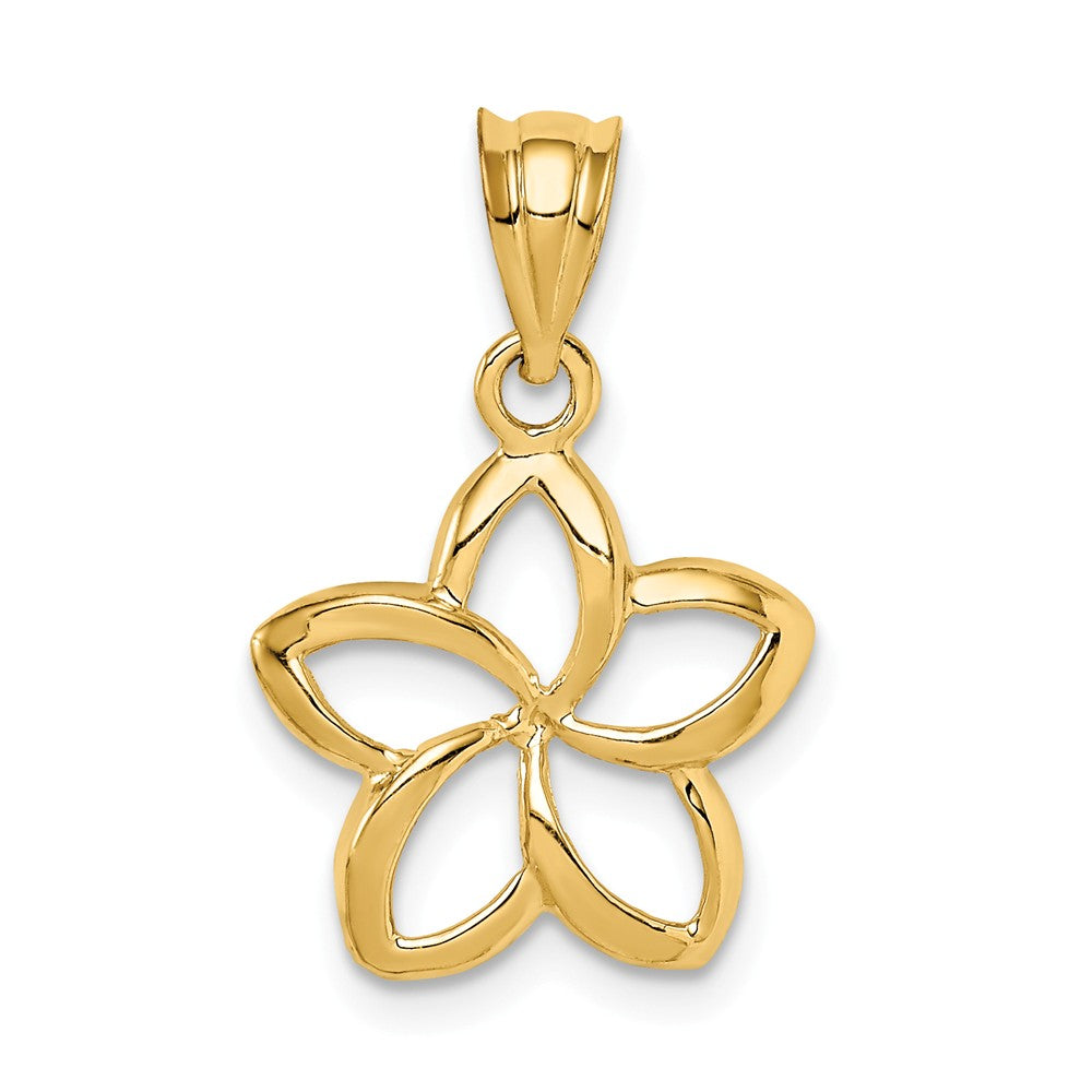 14k Yellow Gold 14mm Plumeria Silhouette Pendant, Item P11615 by The Black Bow Jewelry Co.