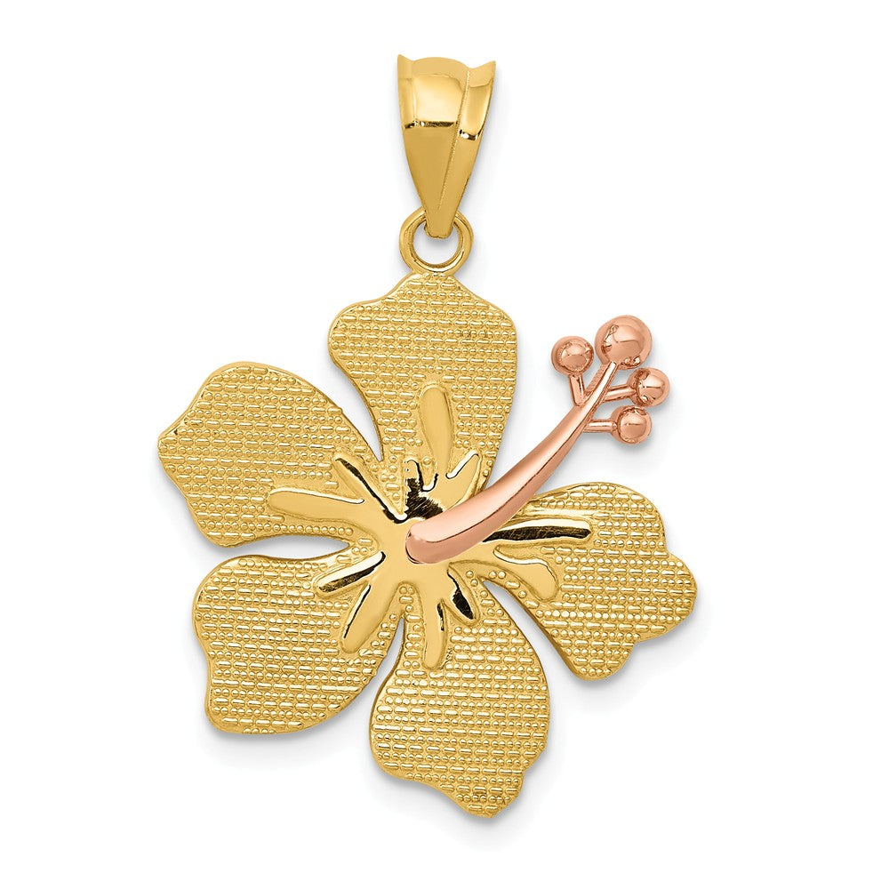 14k Yellow and Rose Gold 20mm Hibiscus Flower Pendant, Item P11620 by The Black Bow Jewelry Co.