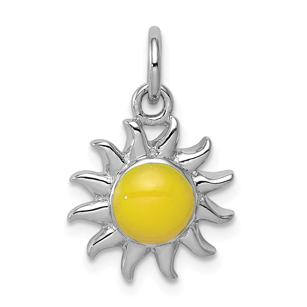 Sterling Silver Enameled 13mm Yellow Sun Charm, Item P11627 by The Black Bow Jewelry Co.