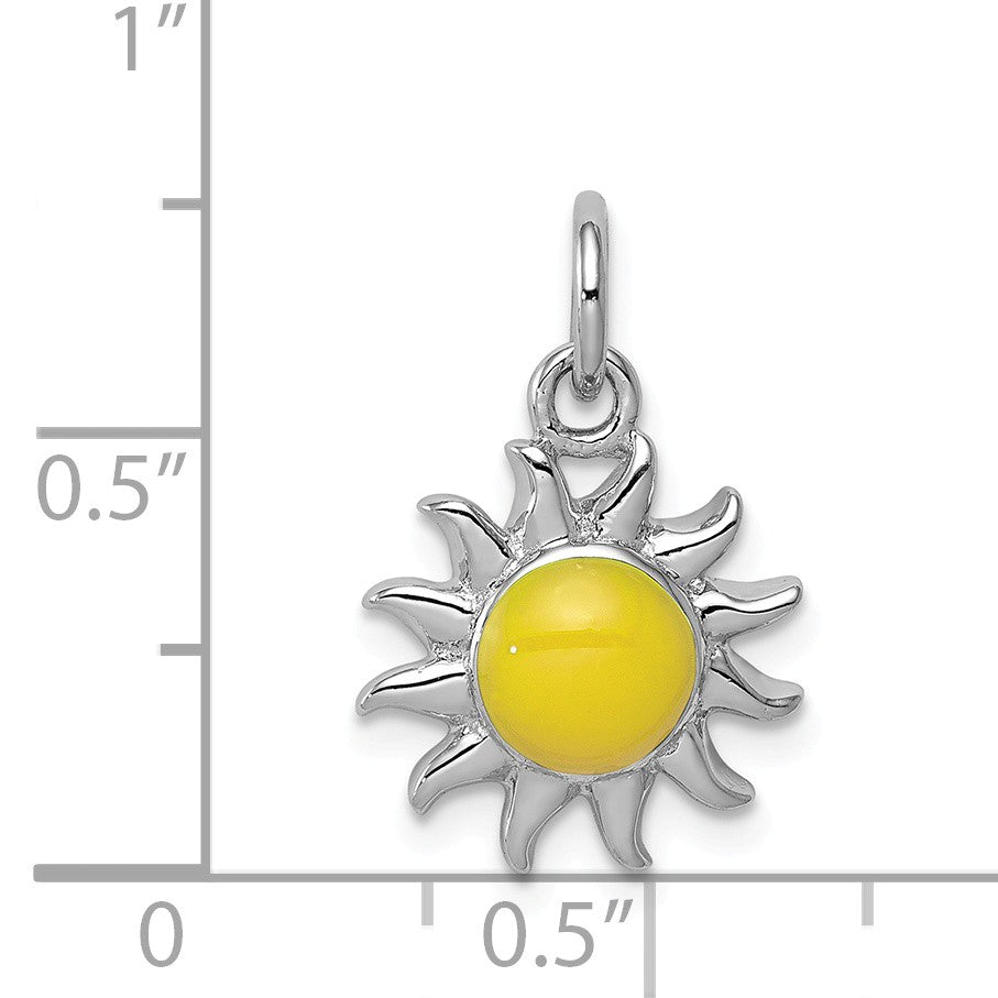 Alternate view of the Sterling Silver Enameled 13mm Yellow Sun Charm by The Black Bow Jewelry Co.