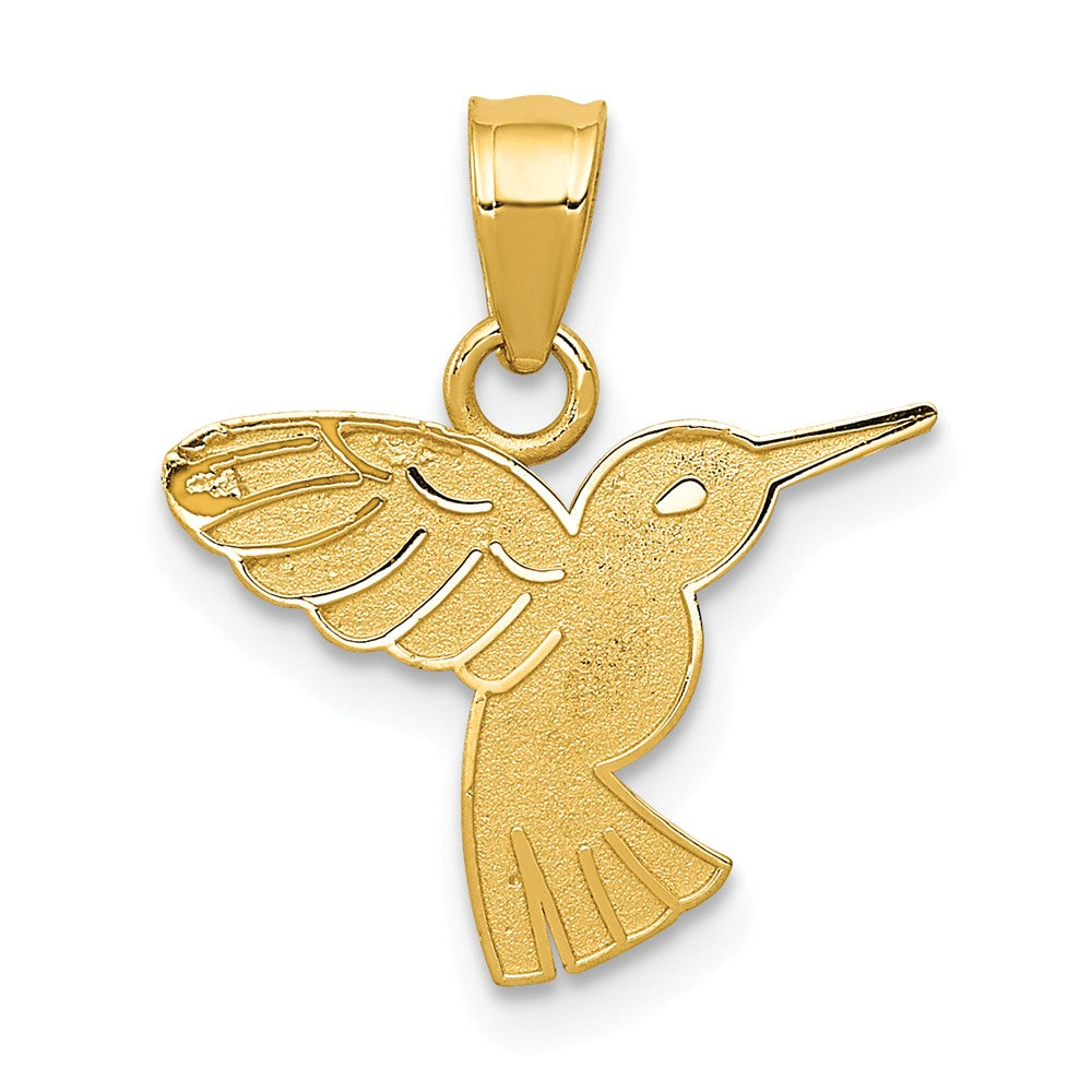 14k Yellow Gold Flat Hummingbird Pendant, Item P11633 by The Black Bow Jewelry Co.