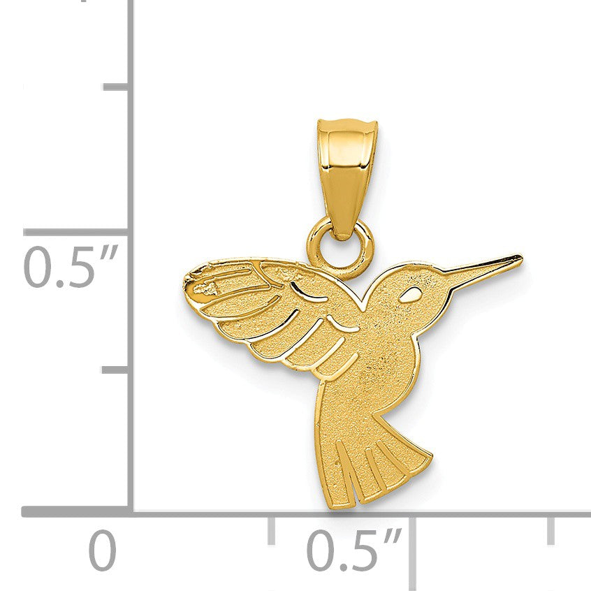 Alternate view of the 14k Yellow Gold Flat Hummingbird Pendant by The Black Bow Jewelry Co.