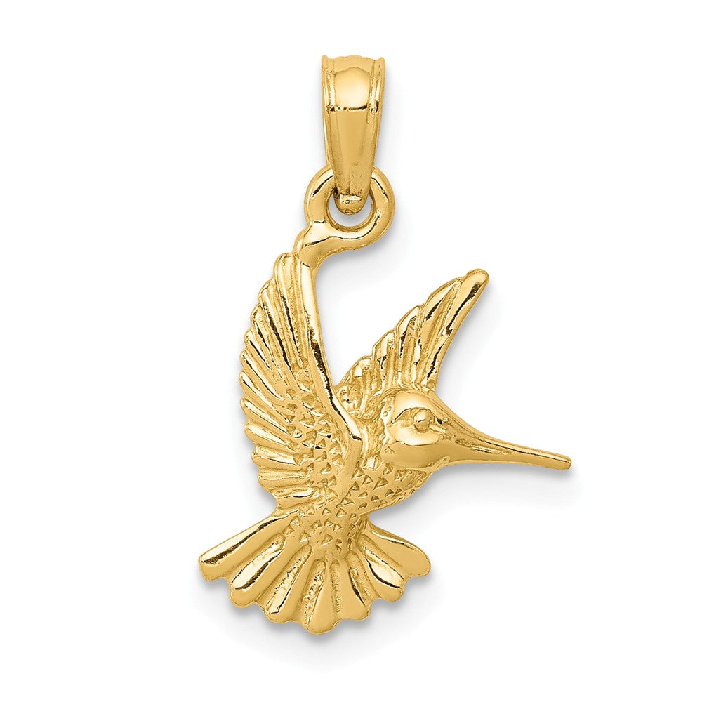 14k Yellow Gold Small 2D Hummingbird Pendant, Item P11636 by The Black Bow Jewelry Co.