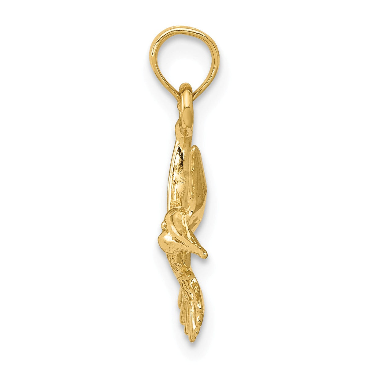 Alternate view of the 14k Yellow Gold Small 2D Hummingbird Pendant by The Black Bow Jewelry Co.