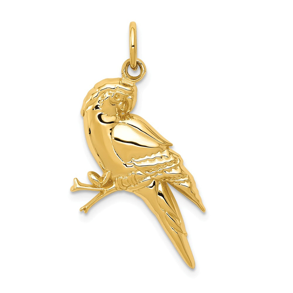 14k Yellow Gold 2D Parrot Pendant, Item P11659 by The Black Bow Jewelry Co.