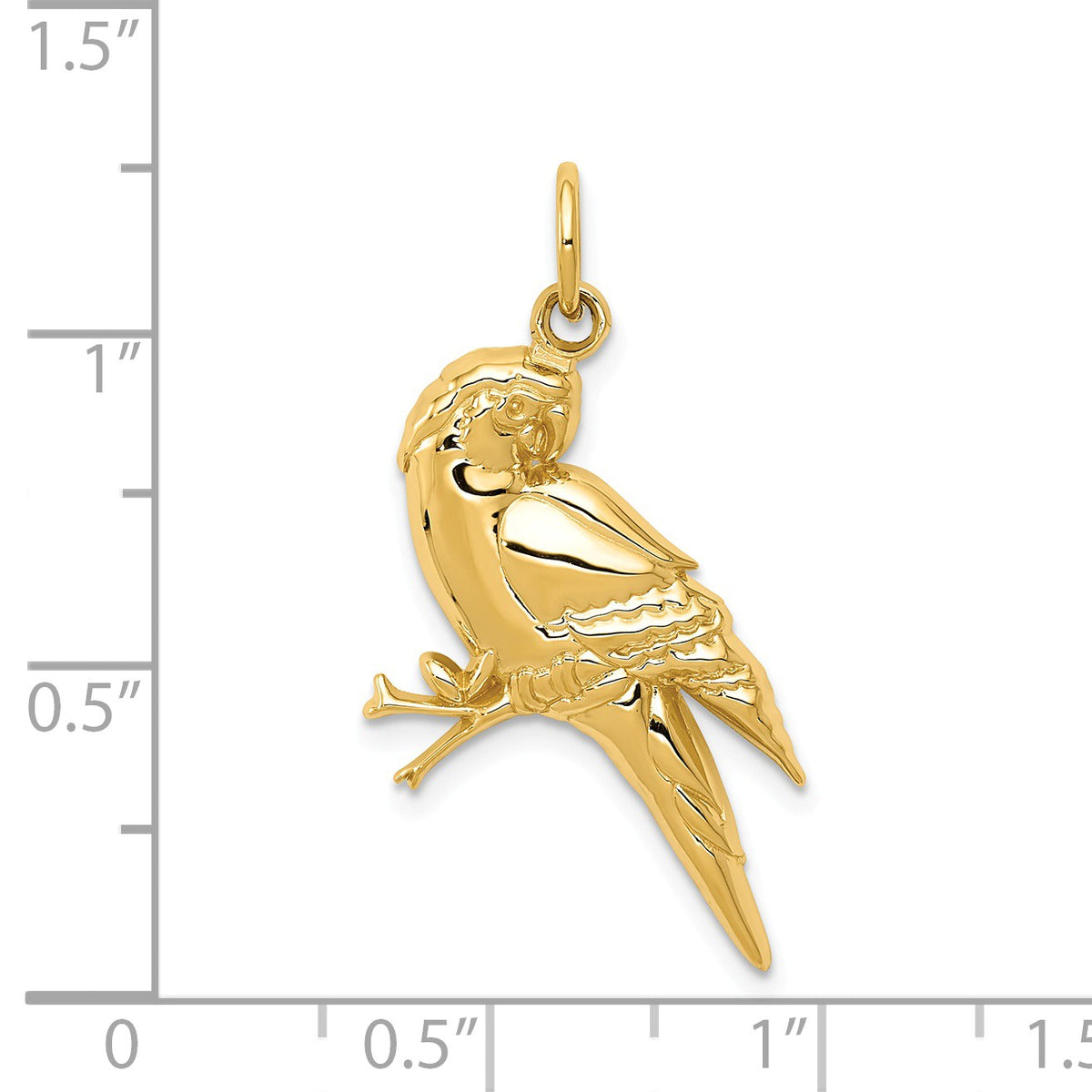 Alternate view of the 14k Yellow Gold 2D Parrot Pendant by The Black Bow Jewelry Co.