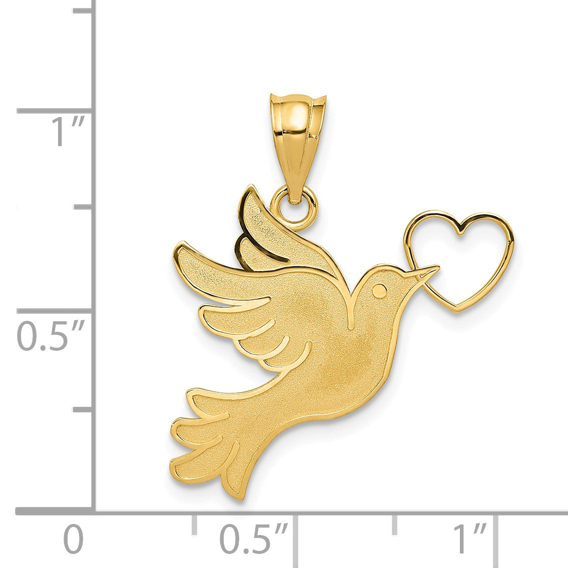 Alternate view of the 14k Yellow Gold Dove with Heart Pendant by The Black Bow Jewelry Co.