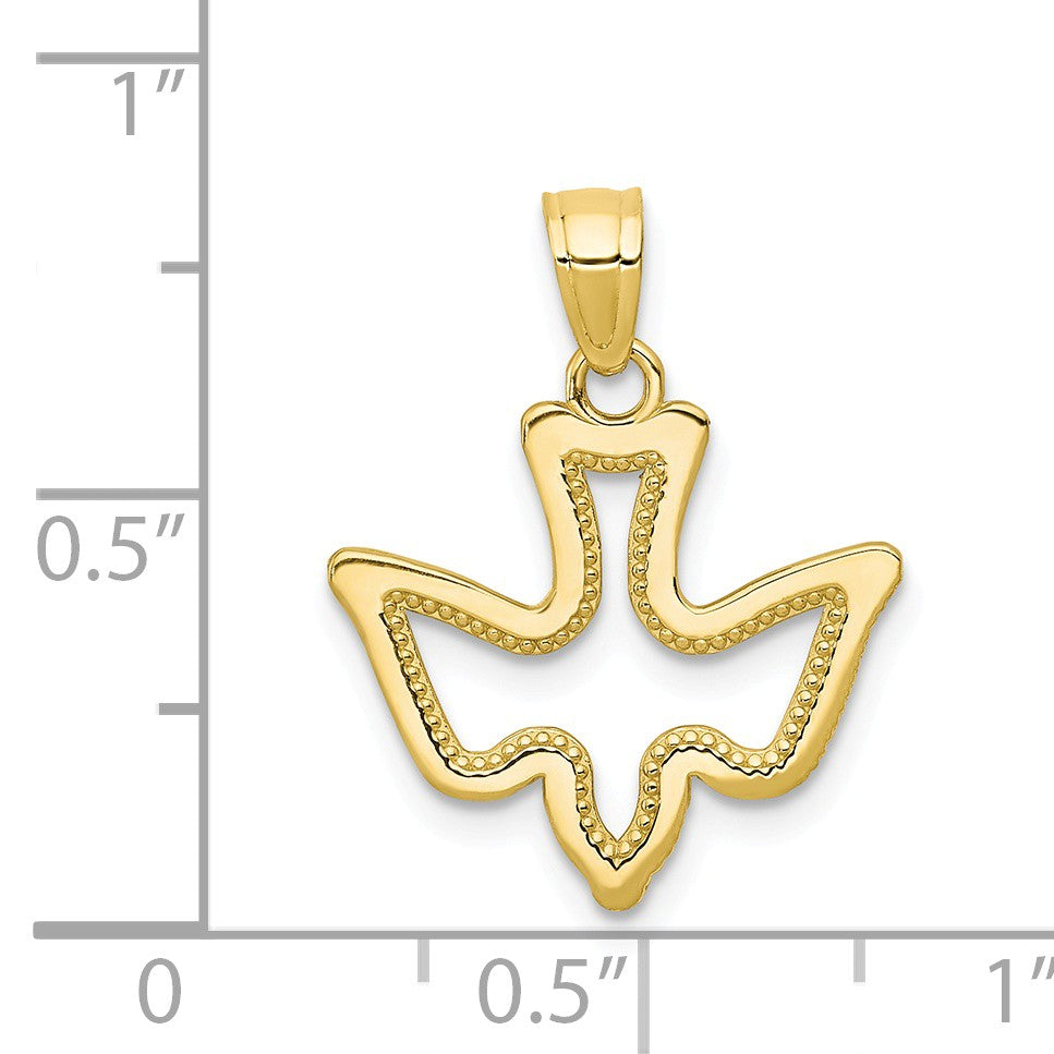 Alternate view of the 10k Yellow Gold Small Dove Silhouette Pendant by The Black Bow Jewelry Co.